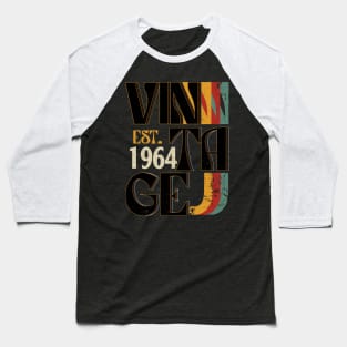 Birthday for Men Est. 1964 Retro Bday 60th Birthday Gift Baseball T-Shirt